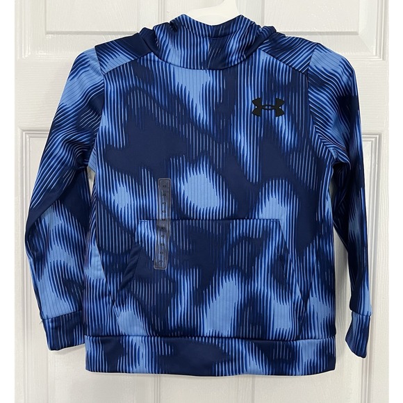 Under Armour Other - Under Armour Youth Fleece Blue Geometric Print‎ Kids Hoodie Front Pocket Sz XS